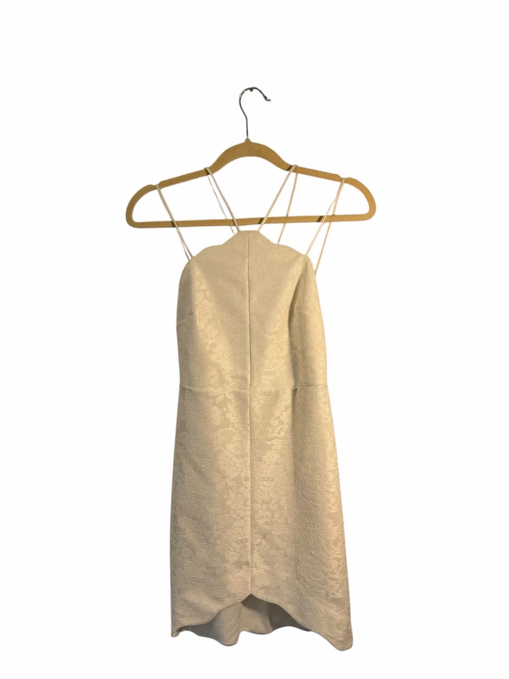 Topshop Ivory Floral Jacquard Strappy Scallop Hem Dress US 2 - Picture 3 of 5